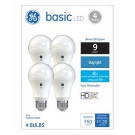 LED Light Bulbs, Daylight, 760 Lumens, 10-Watts, 4-Pk.