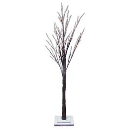 Faux Twig Tree, Snowy Brown, 48 Warm White LED Lights,4-Ft.