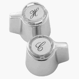 Lever Faucet Handle With Hot/Cold Buttons, Sterling Canopy, 2-Pk.