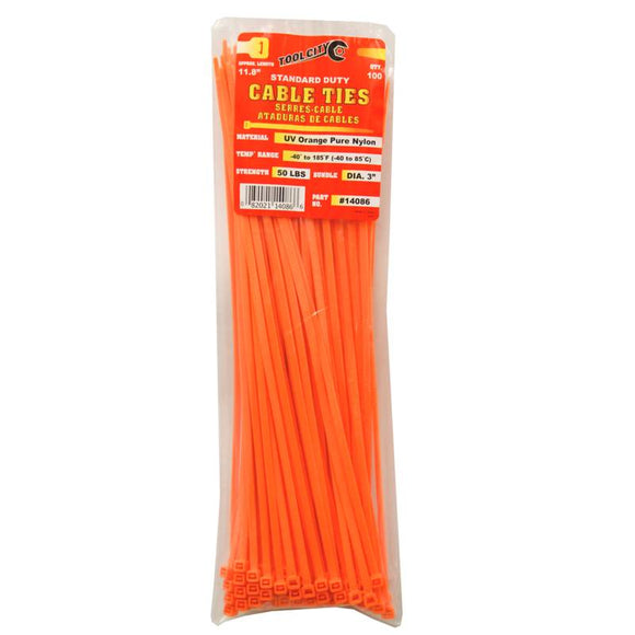 Tool City 11.8 in. L Orange Cable Tie 100 Pack