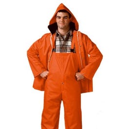 Blaze Orange Jacket/Bib Overall Complete Rain Suit, XL