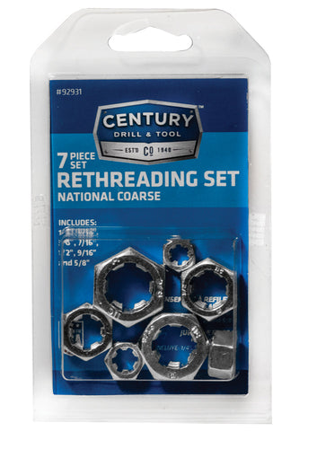 Century Drill And Tool 7 Piece Fractional Nc Rethreading Set