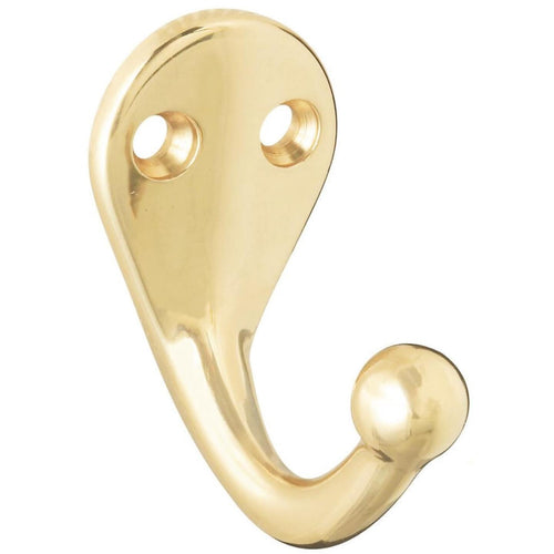 National Polished Brass Single Cloth Wardrobe Hook