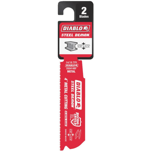 Diablo Steel Demon 4 In. 14/18 TPI Medium Metal Reciprocating Saw Blade (2-Pack)