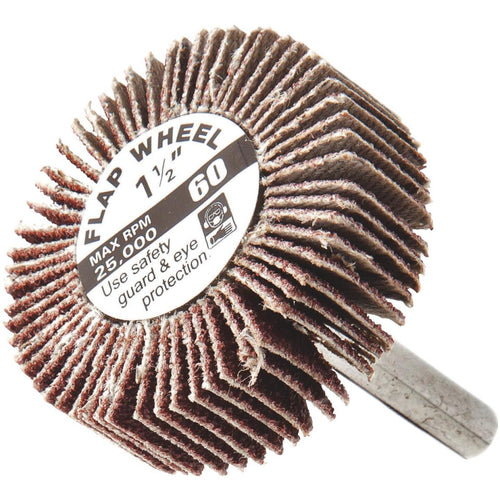 Forney 1-1/2 In. x 1/4 In. 60 Grit Shank Mounted Flap Sanding Wheel