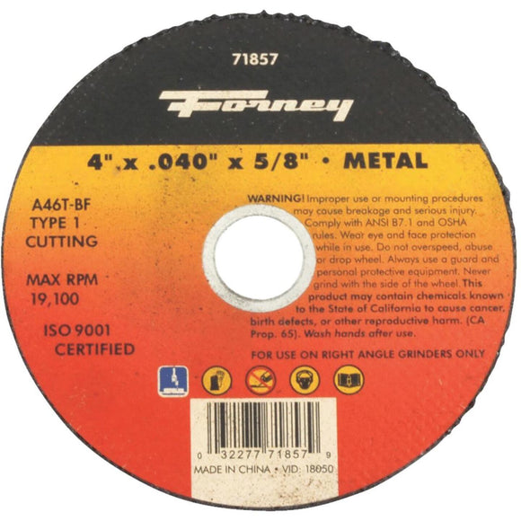 Forney Type 1 4 In. x 0.040 In. x 5/8 In. Metal Cut-Off Wheel