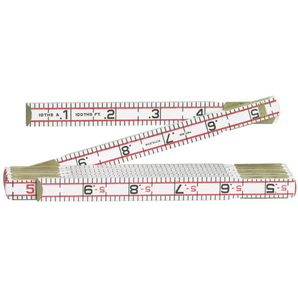 Lufkin Red End 6 Ft. x 5/8 In. Wood Engineers Folding Rule, White