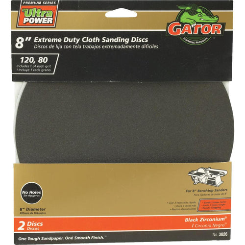 Gator 8 In. 120/80 Grit Stick-On Sanding Disc (2-Pack)