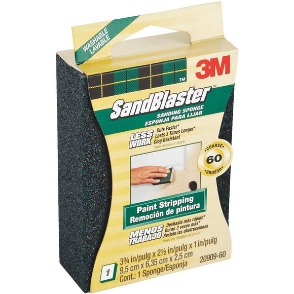 3M SandBlaster Paint Stripping 2-1/2 In. x 3-3/4 In. x 1 In. 60 Grit Coarse Sanding Sponge