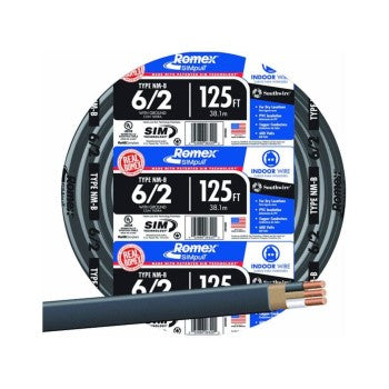 Southwire 28894402 Non-Metallic 6/2 Sheathed Cable w/Ground ~ 125 Ft