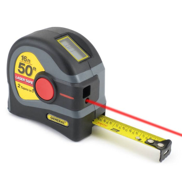 General Tools 2-In-1 50 Foot Laser Tape Measure With Digital Display